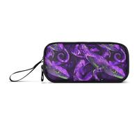 Trousse à crayons en nylon violet fluo vert serpent pour enfants, trousse à crayons haute capacité, organisateur de papeterie pour filles de bureau