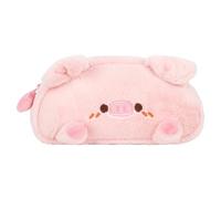 Trousse à crayons en peluche cochon rose mignonne pour femmes et filles - Trousse à crayons légère avec fermeture éclair - Sac de rangement pour cosmétiques