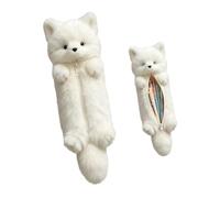 Trousse à crayons en peluche - Renard - Douce - Pour filles et garçons, Blanc., Trousse en forme de renard
