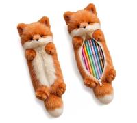 Trousse à crayons en peluche - Renard - Douce - Pour filles et garçons, Orange, Trousse en forme de renard