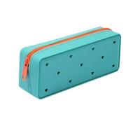 Trousse à crayons en silicone - Trousse de maquillage portable en silicone - Grande capacité avec trous - Trousse de maquillage de voyage élégante et respirante - Grande capacité, bleu, Voir