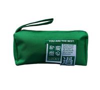 Trousse à crayons en tissu Oxford de grande capacité avec texte inspirant, sac de rangement double couche, Doit réussir chaque examen - Version verte, taille unique