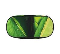 Trousse à crayons en tissu Oxford imprimé dragon jaune fond noir avec motif spacieux pour l'école, le bureau, les voyages - Trousse multi-usage pour papeterie et maquillage, Feuilles de palmier