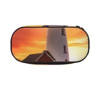 Trousse à crayons en tissu Oxford imprimé dragon jaune fond noir avec motif spacieux pour l'école, le bureau, les voyages - Trousse multi-usage pour papeterie et maquillage, sunset, Taille unique