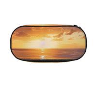 Trousse à crayons en tissu Oxford imprimé jaune citron et abeille avec design spacieux pour l'école, le bureau, les voyages - Trousse multi-usage pour papeterie et maquillage, Sunset Beach, Taille