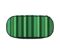 Trousse à crayons en tissu Oxford imprimé marbre coloré avec motif spacieux pour l'école, le bureau, les voyages - Trousse multi-usage pour papeterie et maquillage, Rayures vertes classiques., Taille