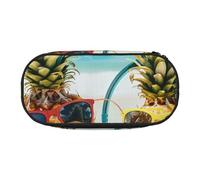 Trousse à crayons en tissu Oxford imprimé nid d'oiseaux avec design spacieux pour l'école, le bureau, les voyages - Trousse multi-usage pour papeterie et maquillage, Beach Two Ananas Mer, Taille