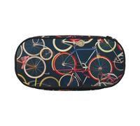 Trousse à crayons en tissu Oxford imprimé nid d'oiseaux avec design spacieux pour l'école, le bureau, les voyages - Trousse multi-usage pour papeterie et maquillage, Vélos Cyclisme, Taille unique