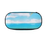 Trousse à crayons en tissu Oxford imprimé sur le thème de la plage tropicale avec un design spacieux pour l'école, le bureau, les voyages - Trousse multi-usage pour papeterie et maquillage, Thème