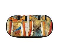 Trousse à crayons en tissu Oxford imprimé tournesol jaune avec motif spacieux pour l'école, le bureau, les voyages - Trousse multi-usage pour papeterie et maquillage, Femmes en Égypte ancienne, Taille