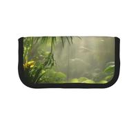 Trousse à crayons en toile imprimée 3D aigle à tête blanche, pochette spacieuse pour l'école, le bureau et les voyages, Scène de la jungle tropicale, Taille unique, Cartable