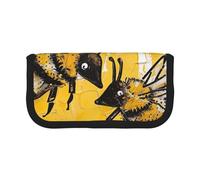 Trousse à crayons en toile imprimée à rayures noires et blanches, pochette spacieuse pour l'école, le bureau et les voyages, Bee Love Honey, Taille unique, Cartable