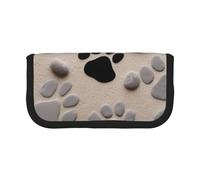 Trousse à crayons en toile imprimée abeilles, tournesols, roses, fleurs, pochette spacieuse pour l'école, le bureau et les voyages, Empreintes d'animaux, Taille unique, Cartable