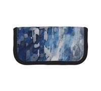 Trousse à crayons en toile imprimée avec ballon de football américain - Pour l'école, le bureau et les voyages, Bleu abstrait, Taille unique, Cartable