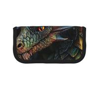 Trousse à crayons en toile imprimée avec chat amusant et astronaute, pochette spacieuse pour l'école, le bureau et les voyages, Échelle de dragon, Taille unique, Cartable