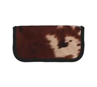 Trousse à crayons en toile imprimée avec inscription « Spring Happy Festival » pour l'école, le bureau et les voyages, Cuir de vachette marron rouge., Taille unique, Cartable