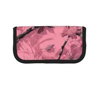 Trousse à crayons en toile imprimée avec inscription « Spring Happy Festival » pour l'école, le bureau et les voyages, Magnifiques feuilles de camouflage, Taille unique, Cartable