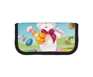 Trousse à crayons en toile imprimée avec inscription « Spring Happy Festival » pour l'école, le bureau et les voyages, Vacances du festival de printemps, Taille unique, Cartable