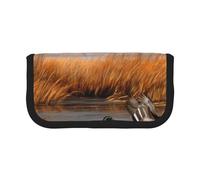 Trousse à crayons en toile imprimée avec motif de canards sauvages volants au bord du lac pour l'école, le bureau et les voyages, Chasse Flying Wild Duck 2, Taille unique, Cartable