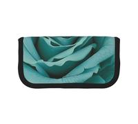 Trousse à crayons en toile imprimée bleue abstraite, spacieuse pour l'école, le bureau et les voyages, Rose turquoise., Taille unique, Cartable