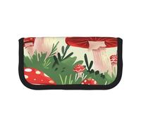 Trousse à crayons en toile imprimée boussole et carte du monde ancienne, pochette à stylos spacieuse pour l'école, le bureau et les voyages, Champignons de dessin animé., Taille unique, Cartable