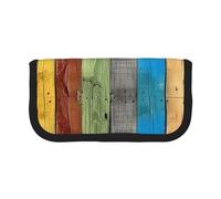 Trousse à crayons en toile imprimée boussole et carte du monde ancienne, pochette à stylos spacieuse pour l'école, le bureau et les voyages, Planche en bois coloré, Taille unique, Cartable