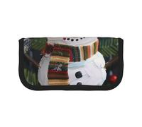 Trousse à crayons en toile imprimée boussole et carte du monde ancienne, pochette à stylos spacieuse pour l'école, le bureau et les voyages, Carton de Noël Bonhomme de neige, Taille unique, Cartable