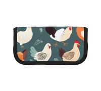 Trousse à crayons en toile imprimée boussole et carte du monde ancienne, pochette à stylos spacieuse pour l'école, le bureau et les voyages, Motif poulet., Taille unique, Cartable