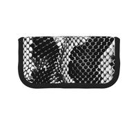 Trousse à crayons en toile imprimée camouflage, pochette spacieuse pour l'école, le bureau et les voyages, Peau de serpent noire et blanche., Taille unique, Cartable