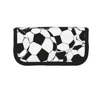 Trousse à crayons en toile imprimée camouflage, pochette spacieuse pour l'école, le bureau et les voyages, Motif ballon de football noir et blanc, Taille unique, Cartable