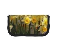 Trousse à crayons en toile imprimée camouflage, pochette spacieuse pour l'école, le bureau et les voyages, Bouquet de jonquilles, Taille unique, Cartable