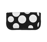 Trousse à crayons en toile imprimée camouflage, pochette spacieuse pour l'école, le bureau et les voyages, Noir à pois blancs, Taille unique, Cartable