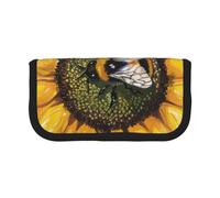 Trousse à crayons en toile imprimée camouflage, pochette spacieuse pour l'école, le bureau et les voyages, Abeille et tournesols, Taille unique, Cartable