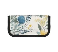 Trousse à crayons en toile imprimée chien mignon chiot pochette spacieuse pour l'école, le bureau et les voyages, Roses bleues à motif floral, Taille unique, Cartable