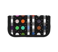 Trousse à crayons en toile imprimée de fleurs colorées hawaïennes, pour l'école, le bureau et les voyages, Paillettes arc-en-ciel à pois rayures noir et blanc 4, Taille unique, Cartable