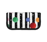 Trousse à crayons en toile imprimée de fleurs colorées hawaïennes, pour l'école, le bureau et les voyages, Paillettes arc-en-ciel à pois rayures noires et blanches, Taille unique, Cartable