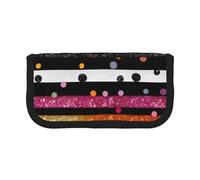Trousse à crayons en toile imprimée de fleurs colorées hawaïennes, pour l'école, le bureau et les voyages, Paillettes arc-en-ciel à pois rayures noir et blanc 3, Taille unique, Cartable