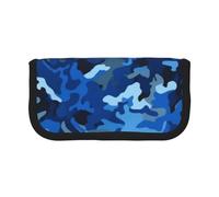 Trousse à crayons en toile imprimée de papillons colorés, pochette spacieuse pour l'école, le bureau et les voyages, camouflage bleu, Taille unique, Cartable