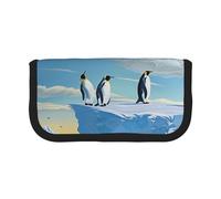 Trousse à crayons en toile imprimée motif bateau pirate pleine lune pour l'école, le bureau et les voyages, Imprimé pingouins sur l'iceberg, Taille unique, Cartable