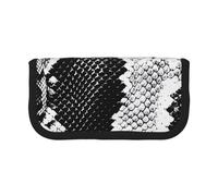 Trousse à crayons en toile imprimée Sunset at The Beach Bridge - Spacieuse pour l'école, le bureau et les voyages, Peau de serpent noir et blanc, Taille unique, Cartable