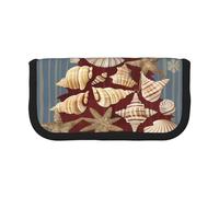 Trousse à crayons en toile imprimée Sunset at The Beach Bridge - Spacieuse pour l'école, le bureau et les voyages, Coquillage de fleurs de Noël, Taille unique, Cartable