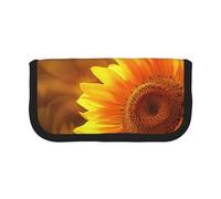 Trousse à crayons en toile imprimée Sunset at The Beach Bridge - Spacieuse pour l'école, le bureau et les voyages, Papillon tournesol ensoleillé, Taille unique, Cartable