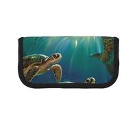 Trousse à crayons en toile imprimée tête de mort, pochette spacieuse pour l'école, le bureau et les voyages, Tortues de mer., Taille unique, Cartable