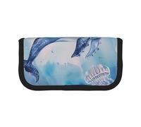 Trousse à crayons en toile imprimée tête de mort, pochette spacieuse pour l'école, le bureau et les voyages, Baleine de mer et méduse, Taille unique, Cartable