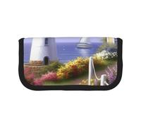 Trousse à crayons en toile imprimée West Indian Lamantins, spacieuse pour l'école, le bureau et les voyages, Vert écume de mer, Taille unique, Cartable