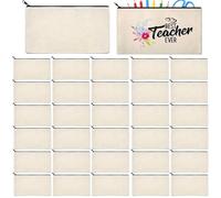 Trousse à crayons en toile vierge, 32 pièces, 21 x 11, 9 cm, avec fermeture éclair, trousses de maquillage, pour enfants et adultes, loisirs créatifs, voyages, organisation