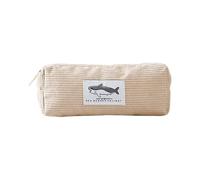 Trousse à crayons en velours côtelé à large ouverture, 20 x 8 x 5 cm | élégante trousse de maquillage à motif de requin, organiseur de fournitures scolaires pour filles, garçons et , beige