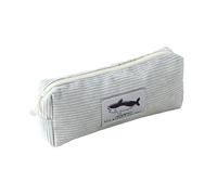 Trousse à crayons en velours côtelé - Organiseur de crayons avec fermeture éclair - Trousse de maquillage avec motif requin - Trousse de maquillage pour filles et garçons, gris clair, Consulte la