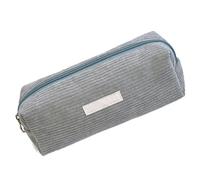 Trousse à crayons en velours côtelé | Trousse de maquillage unie | Sac à crayons en velours côtelé | Sac de rangement pour articles de papeterie et stylos avec grande capacité, gris, Voir description