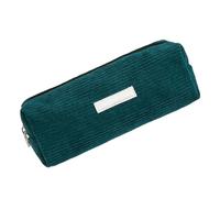 Trousse à crayons en velours côtelé - Trousse d'écolier polyvalente | Sac de rangement en velours côtelé lavable et fiable pour l'école, le travail, les voyages (21 x 10 cm), Vert armée, Voir